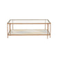 Champagne Gold Finish with Geometric Marble Pattern Glass Coffee Table