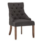 Linen Curved Back Tufted Dining Chairs (Set of 2) - Dark Gray Linen