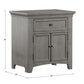 1-Drawer Wood Cupboard Nightstand with Charging Station - Gray