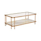 Champagne Gold Finish with Geometric Marble Pattern Glass Coffee Table