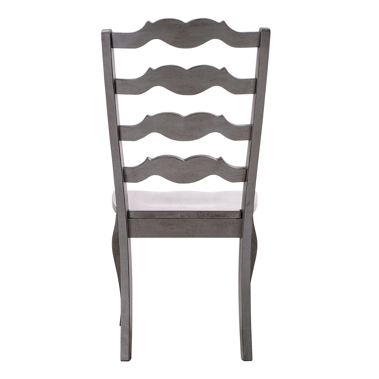 French Ladder Back Wood Dining Chairs (Set of 2) - Antiqua Gray