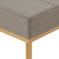 Gold Finish Fabric Dining Bench - Dark Gray