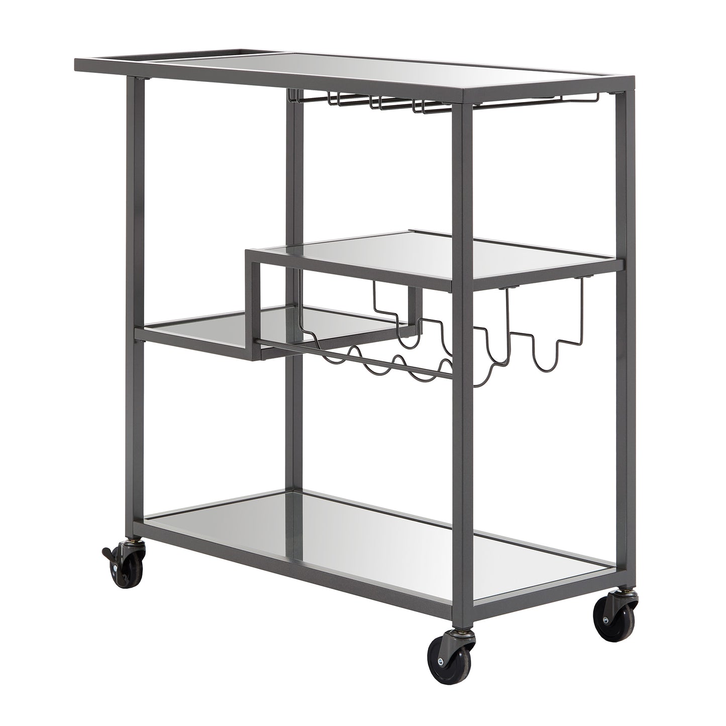 Glass Top Metal Bar Cart - Dark Gray Matallic