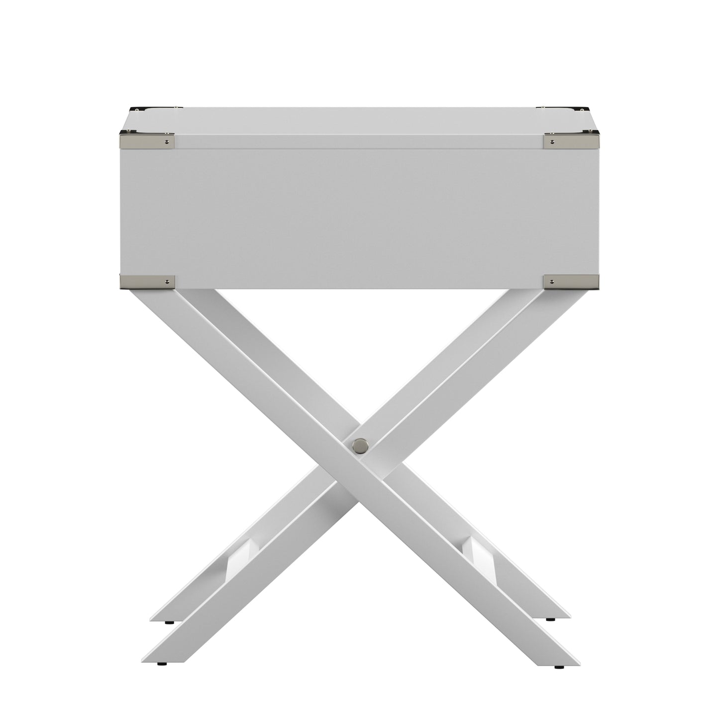 X-Base Wood Accent Campaign Table - White