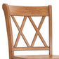 X-Back Bar Height Chairs (Set of 2) - Oak Finish