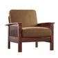 Mission-Style Wood Accent Chair - Rust Microfiber, Oak Finish