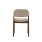 Modern Scandinavian Wood Finish Dining Chair (Set of 2) - Beige Fabric, Walnut Veneer