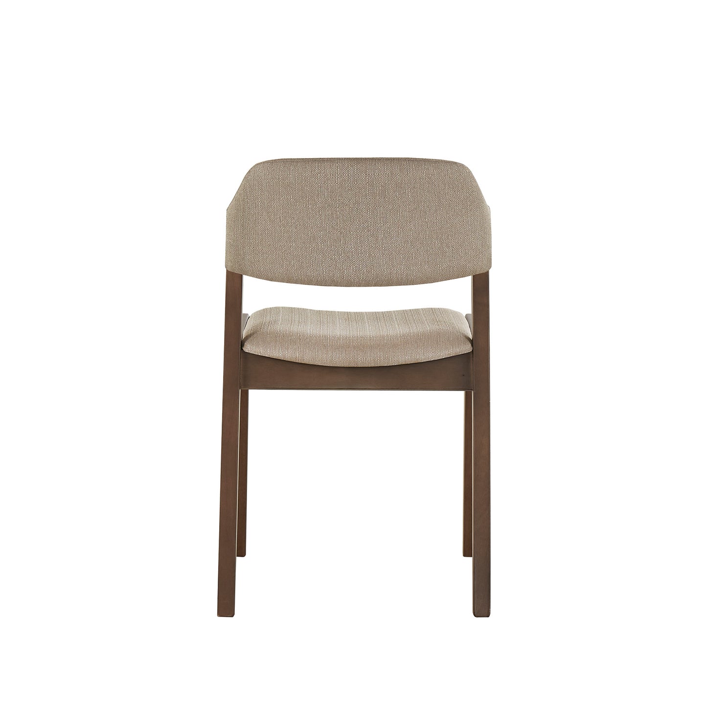 Modern Scandinavian Wood Finish Dining Chair (Set of 2) - Beige Fabric, Walnut Veneer