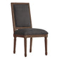 Rectangular Linen and Wood Dining Chairs (Set of 2) - Dark Gray Linen, Brown Finish