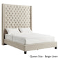 Wingback Button Tufted 84" Tall Headboard Bed - Beige Linen, Queen