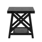 Rustic X-Base Accent Tables - Black Finish, End Table, Coffee Table, and Sofa Table Set