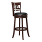 Lattice Back 29"H Swivel Bar Stool - Dark Cherry Finish, Black Faux Leather