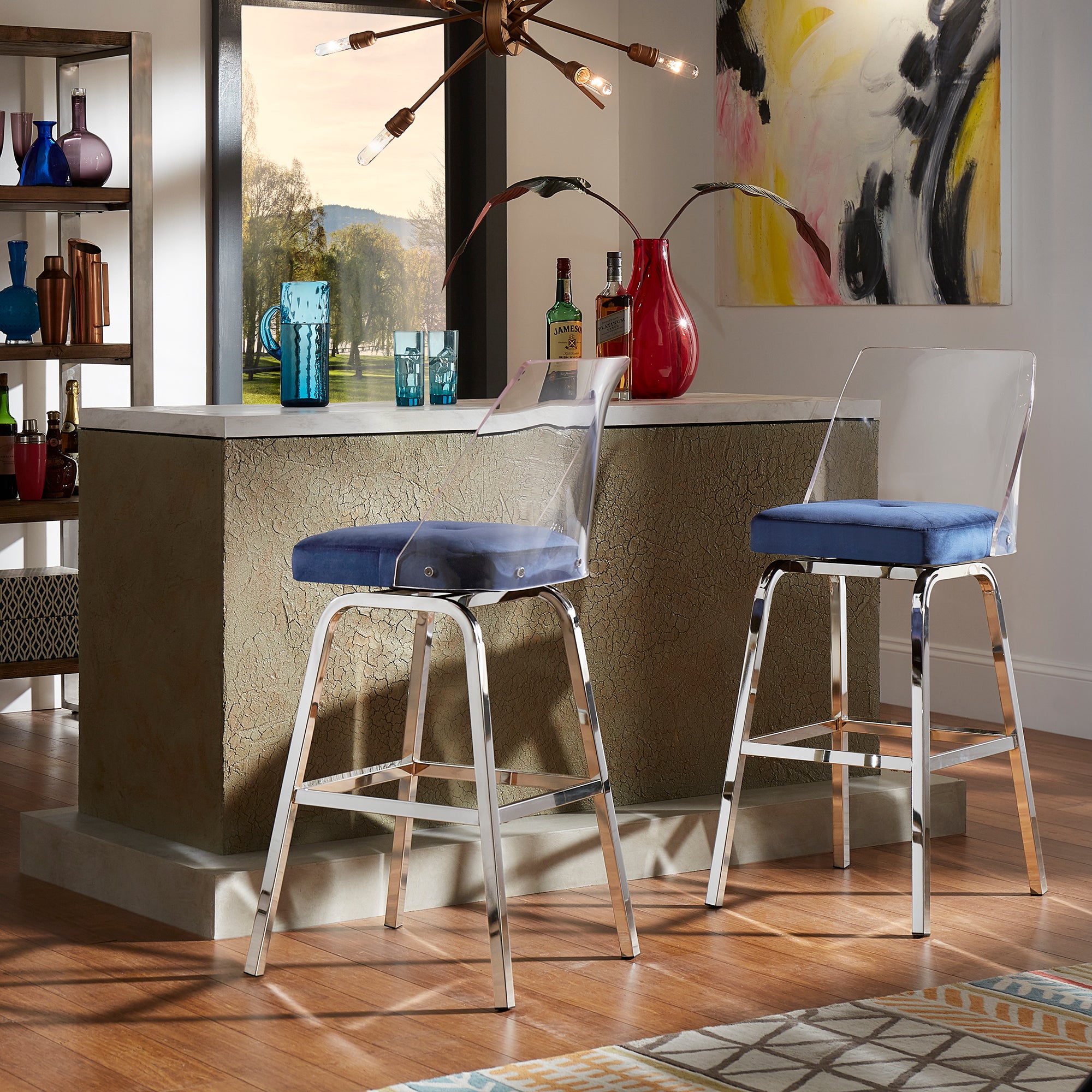 Blue acrylic bar discount stools