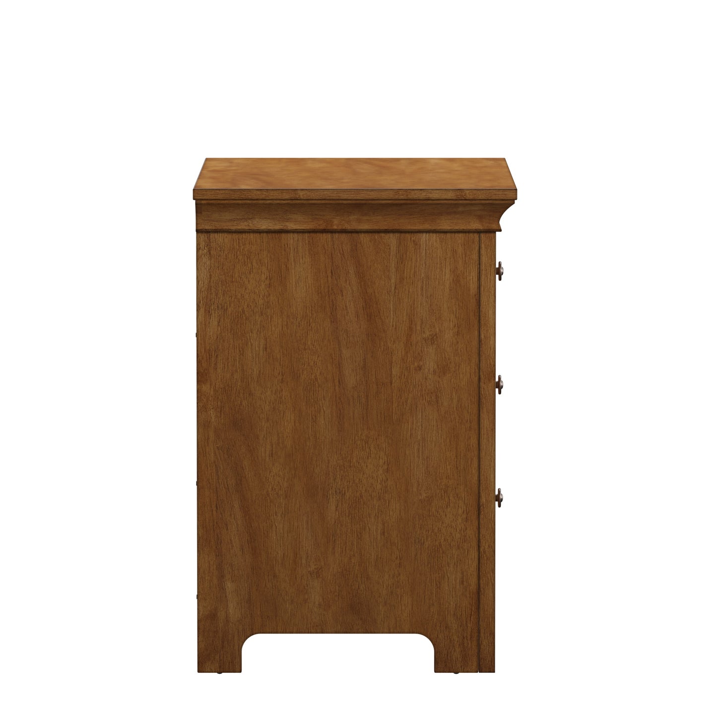 3-Drawer Wood Modular Storage Nightstand with Charging Station - Oak