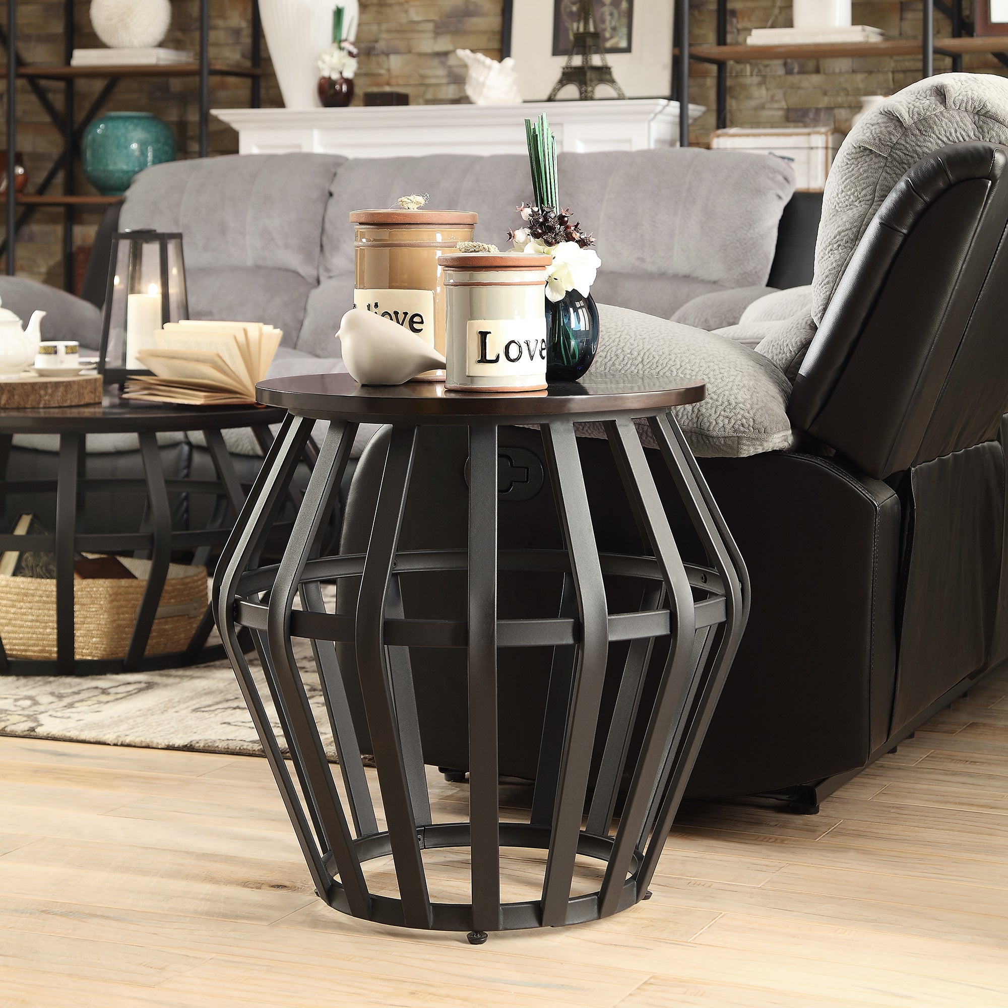 Metal Frame Round Cage End Table by iNSPIRE Q Classic iNSPIRE Q Home