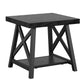 Rustic X-Base Accent Tables - Black Finish, End Table and Coffee Table Set