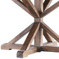 Rustic X-Base Round Pine Finish Dining Table Set - Beige Linen, Arched Bridge Chair Backs