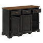 Wood Cabinet Buffet Server - Oak Top with Antique Black Base