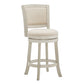 Upholstered Back Swivel Stool - 24" Counter Height, Antique White Finish, Beige Linen