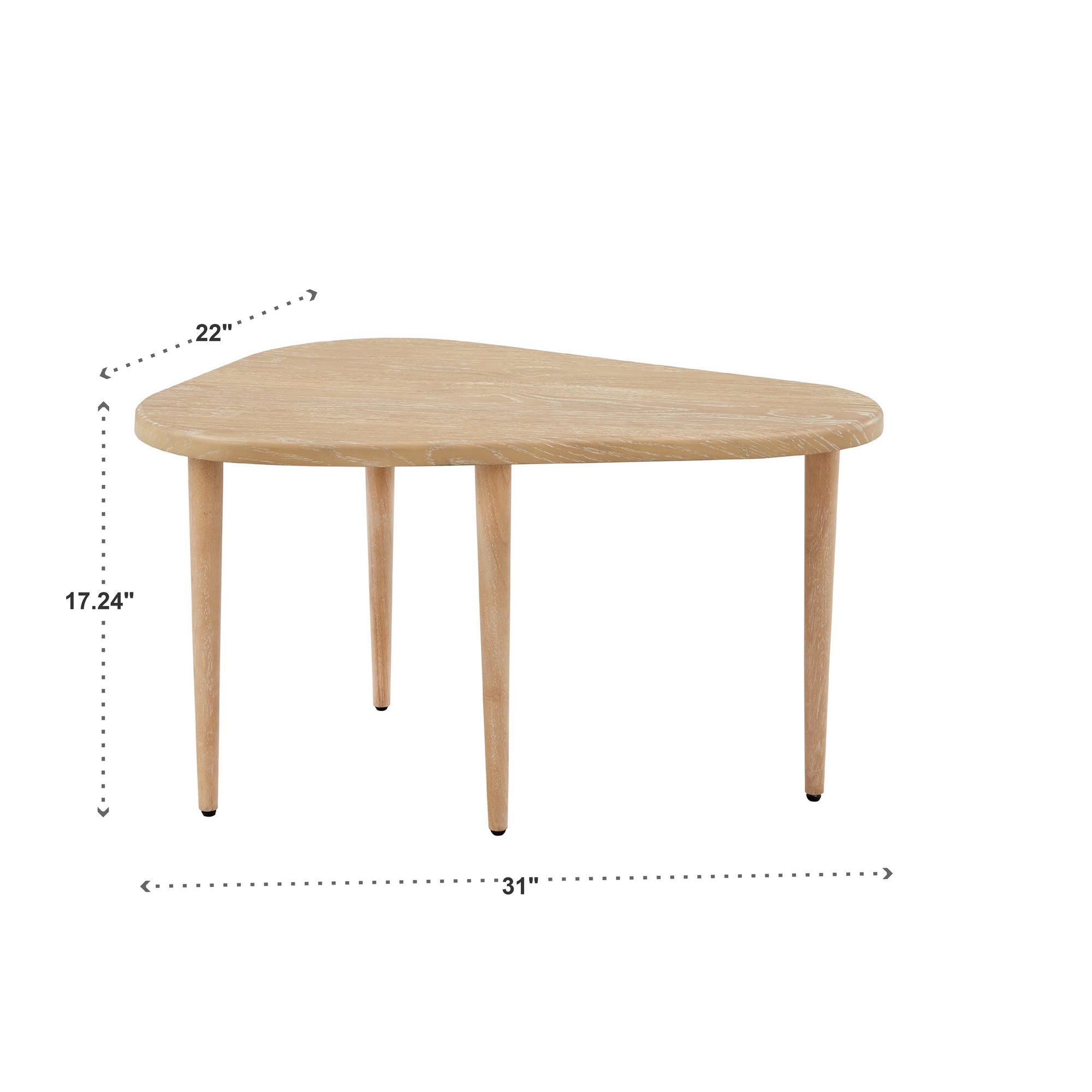Wood Finish Teardrop 3 Legs Nesting Coffee Tables Natural Finish