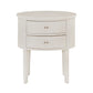 2-Drawer Oval Wood Accent Table - White