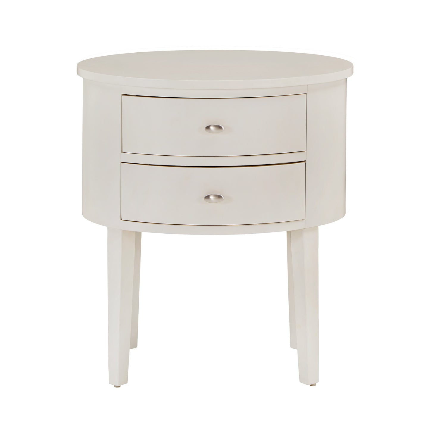 2-Drawer Oval Wood Accent Table - White