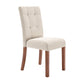 Cherry Finish Upholstered Dining Chairs (Set of 2) - Beige Linen