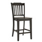 Slat Back Wood Counter Height Chairs (Set of 2) - Antique Black Finish