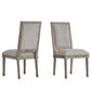 Rectangular Linen and Wood Dining Chairs (Set of 2) - Gray Linen, Antique Gray Oak Finish