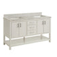 Bathroom Sink Vanity with White Marble Veneer Stone Top - 60", Double Sinks, White with Chrome Finish Hardware