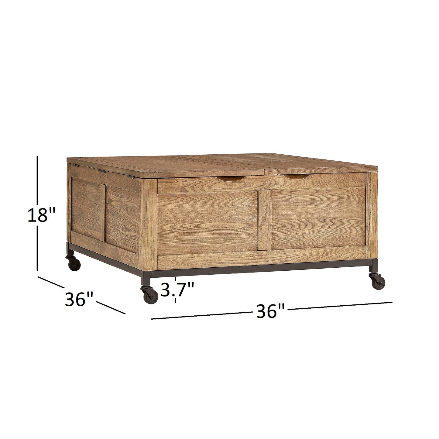 Square Storage Trunk Coffee Table with Iron Casters