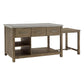 Reclaimed Look Extendable Kitchen Island - Antique Gray Finish, Concrete Veneer Top