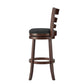 Ladder Back 29"H Swivel Bar Stool - Dark Cherry Finish, Dark Gray Linen