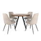 Black Finish Chenille Fabric 5-Piece Dining Set - Beige