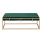 Gold Finish Velvet Button Tufted Rectangular Ottoman - Dark Green, Rectangular