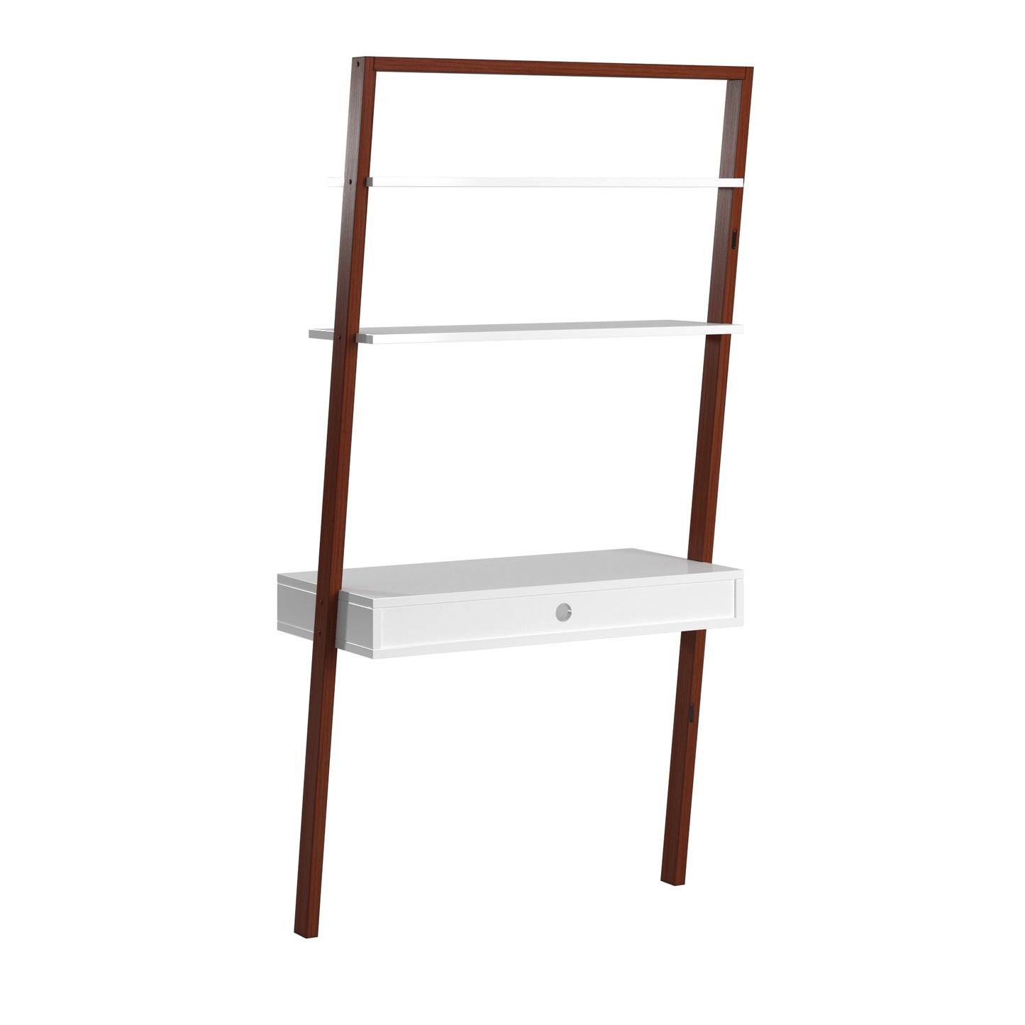 Two-Tone Leaning Ladder Desk - Espresso and White Finish