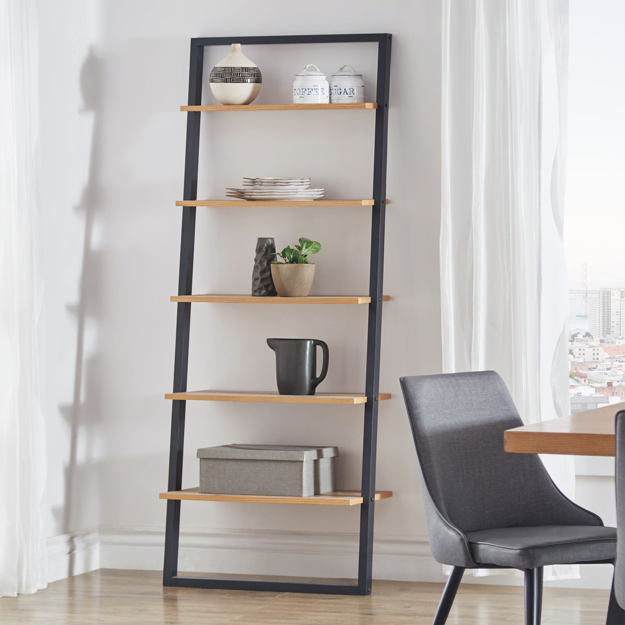Black ladder shelf unit online
