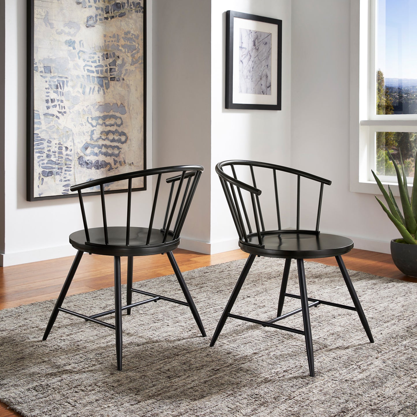 Slope Low Back Windsor Metal Side Chairs (Set of 2) - Black