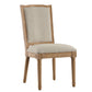 Round 5-Piece Dining Set - Beige Linen, Ornate Chair Backs