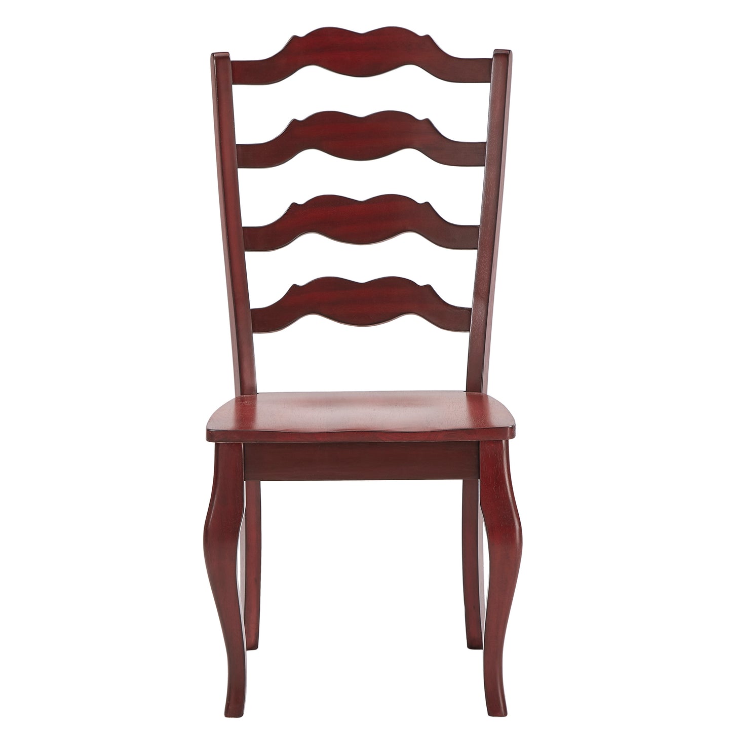 French Ladder Back Wood Dining Chairs (Set of 2) - Antique Berry Red