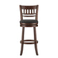 Lattice Back 29"H Swivel Bar Stool - Dark Charry Finish, Dark Gray Linan