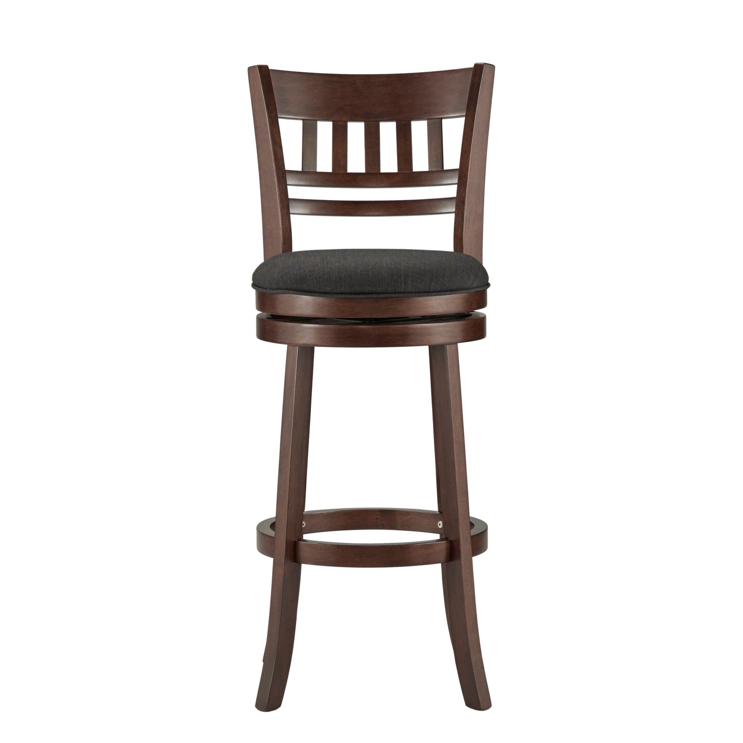 Lattice Back 29"H Swivel Bar Stool - Dark Charry Finish, Dark Gray Linan