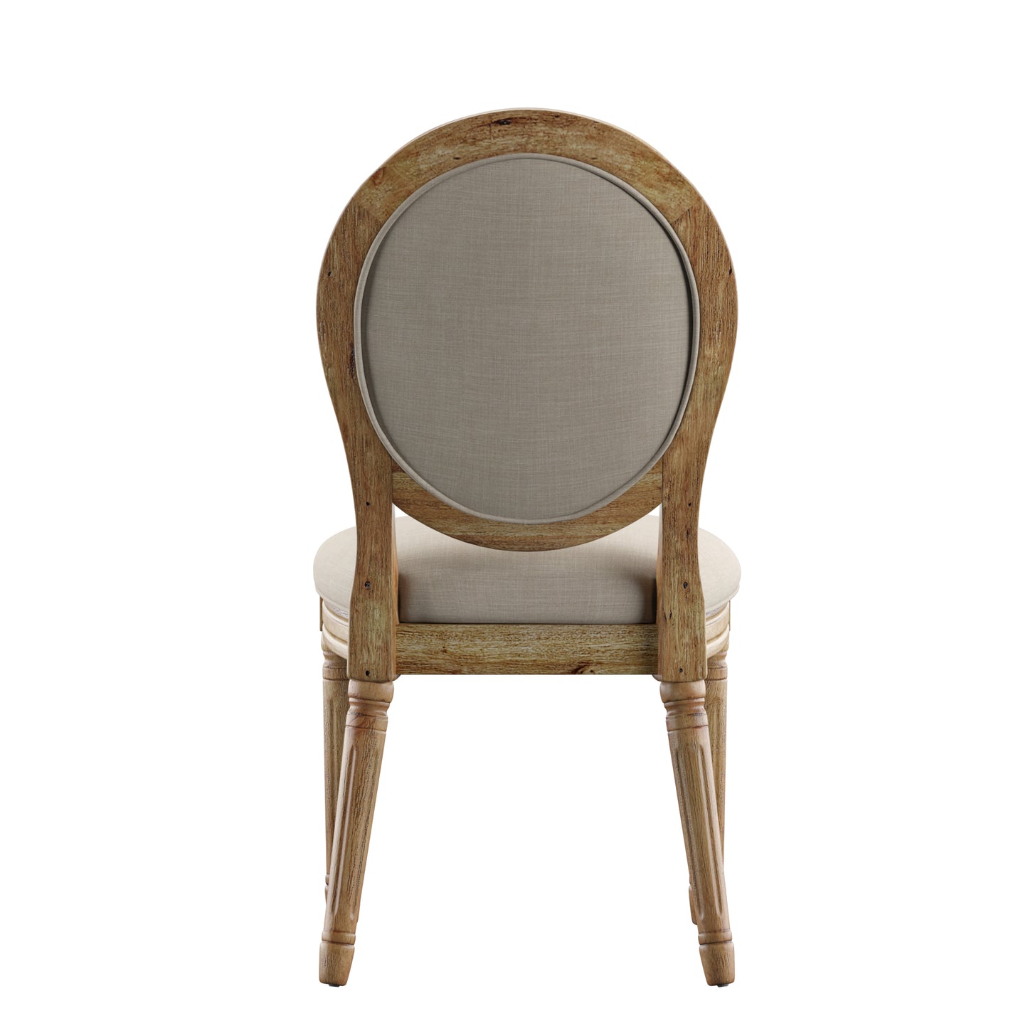 Round 5-Piece Dining Set - Beige Linen, Round Chair Backs