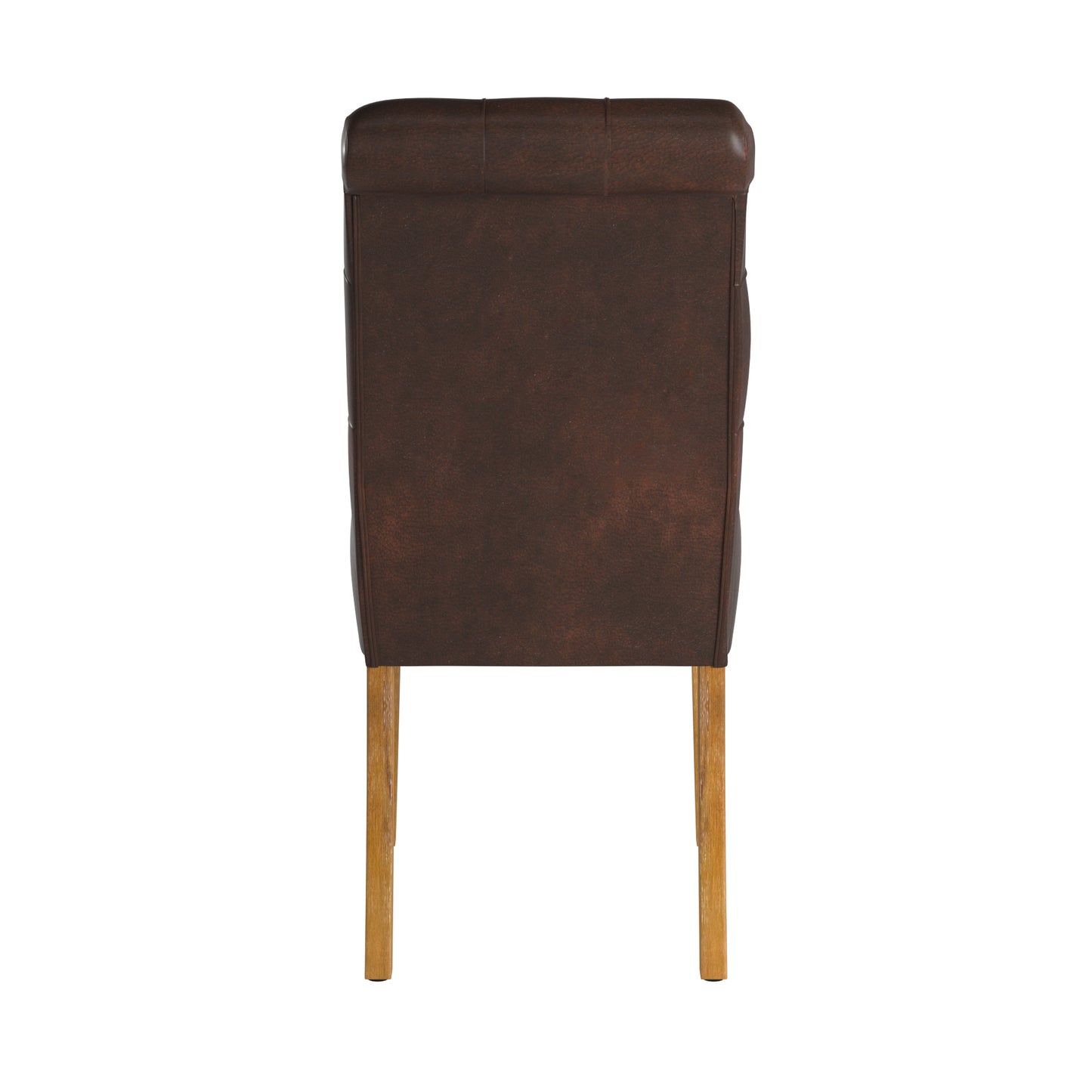 Premium Tufted Rolled Back Parsons Chairs (Set of 2) - Brown Bonded Leather