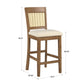 Cane Accent Counter Height - Slat Back Chair (Set of 2), Oak Finish, Beige Linen