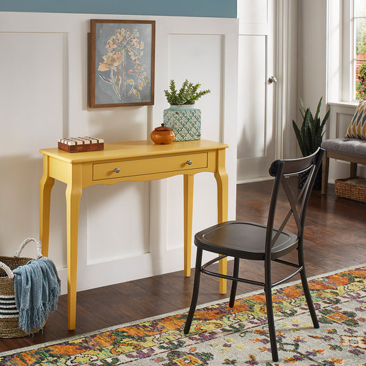 1-Drawer Wood Accent Console Sofa Table - Yellow