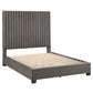 Tufted Solid Wood and Upholstered Platform Bed - Gray Velvet, Queen