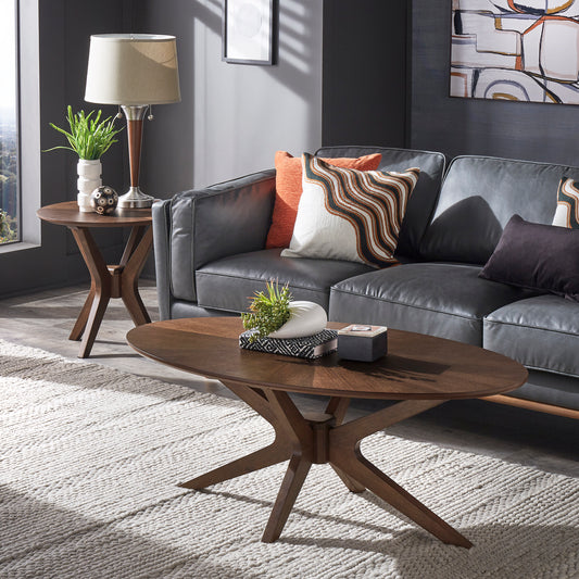 Mid-Century Walnut Finish Tables - Coffee and End Table