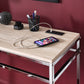 Chrome Finish Counter Height Desk with Faux Marble Top and USB Charging Port