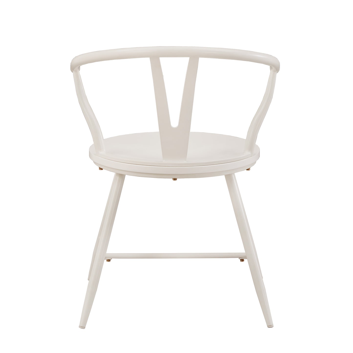 Wishbone Back Metal Side Chair with Wood Seat (Set of 2) - White